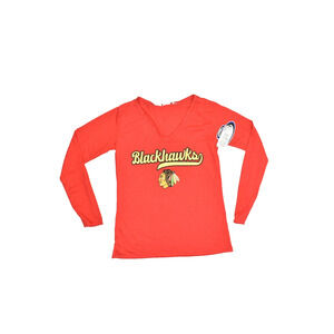NEW Concepts Sport Chicago Blackhawks Ladies Red Long Sleeve V-Neck Top Size M